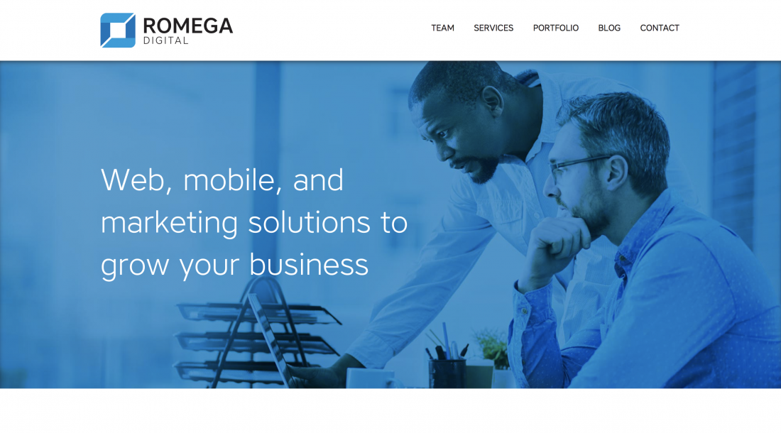 Screen shot of Romega digital website