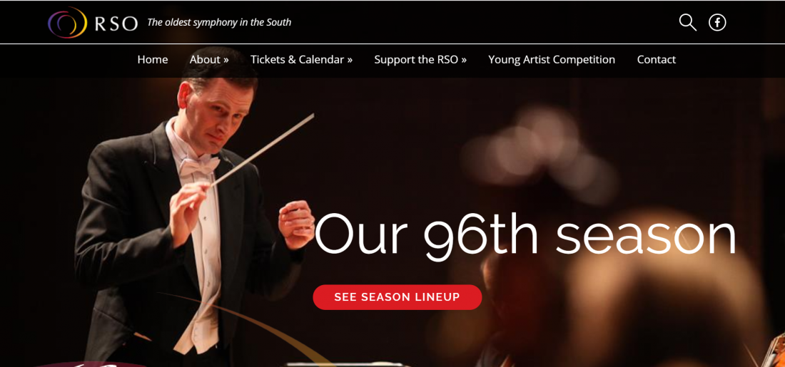 Screenshot for the Rome Symphony Orchestra website