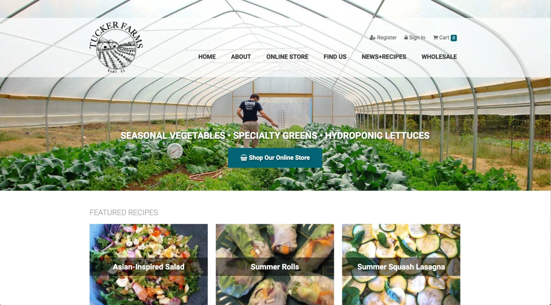 Screenshot for Tucker Farms website